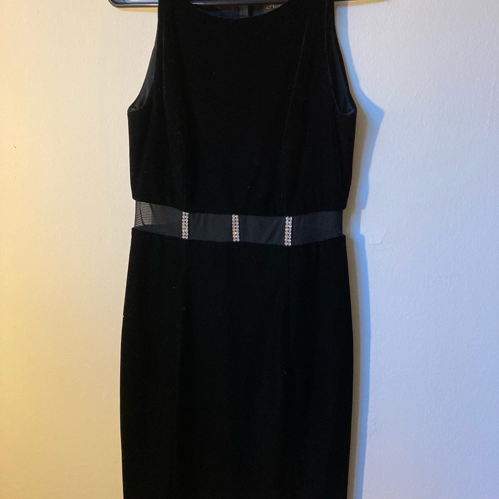 Elegant Black Velvet Dress - Picture 2 of 9
